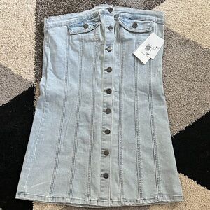 New w/tags Denim Button-Front strapless dress